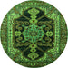 Round Oriental Green Industrial Rug, urb2362grn