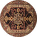 Round Oriental Brown Industrial Rug, urb2362brn