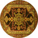 Round Machine Washable Oriental Yellow Industrial Rug, wshurb2362yw