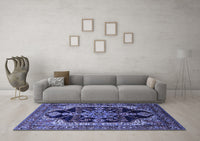 Machine Washable Oriental Blue Industrial Rug, wshurb2362blu