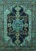 Machine Washable Oriental Turquoise Industrial Area Rugs, wshurb2362turq