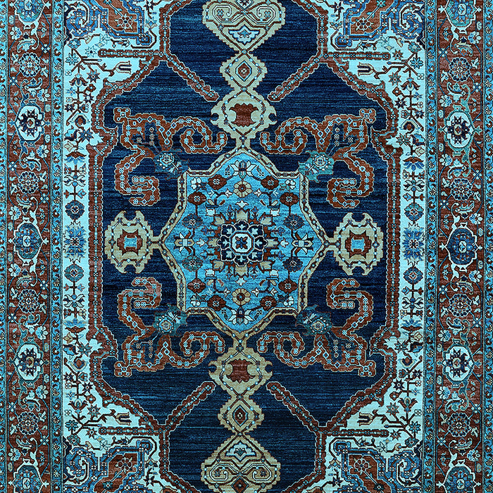 Machine Washable Oriental Light Blue Industrial Rug, wshurb2362lblu