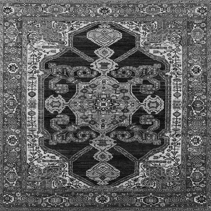 Square Machine Washable Oriental Gray Industrial Rug, wshurb2362gry