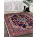 Mid-Century Modern Deep Red Oriental Rug in Family Room, urb2362