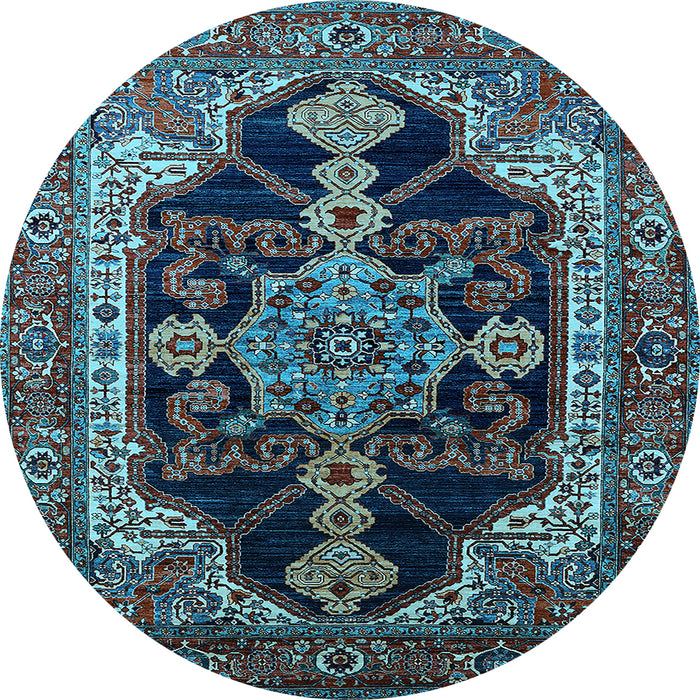 Round Oriental Light Blue Industrial Rug, urb2362lblu