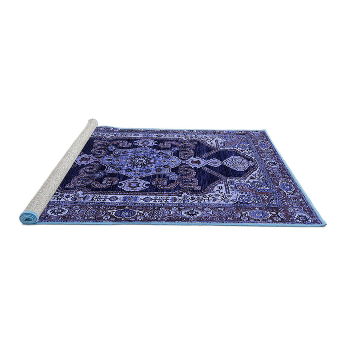 Sideview of Machine Washable Oriental Blue Industrial Rug, wshurb2362blu