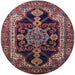 Round Mid-Century Modern Deep Red Oriental Rug, urb2362