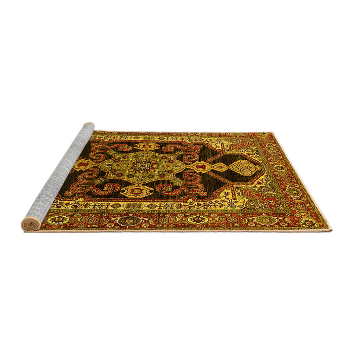 Sideview of Machine Washable Oriental Yellow Industrial Rug, wshurb2362yw