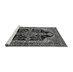 Sideview of Machine Washable Oriental Gray Industrial Rug, wshurb2362gry