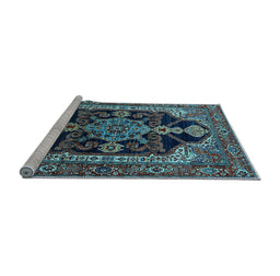 Sideview of Machine Washable Oriental Light Blue Industrial Rug, wshurb2362lblu