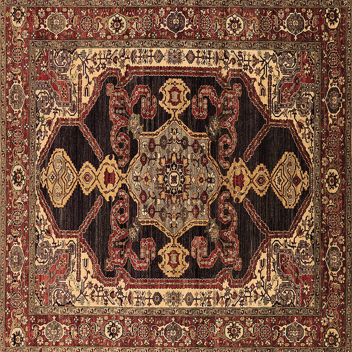 Square Oriental Brown Industrial Rug, urb2362brn