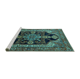 Sideview of Machine Washable Oriental Turquoise Industrial Area Rugs, wshurb2362turq