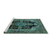 Sideview of Machine Washable Oriental Turquoise Industrial Area Rugs, wshurb2362turq