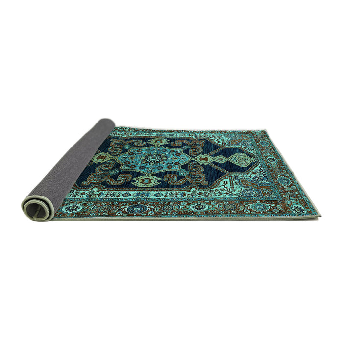Sideview of Oriental Turquoise Industrial Rug, urb2362turq