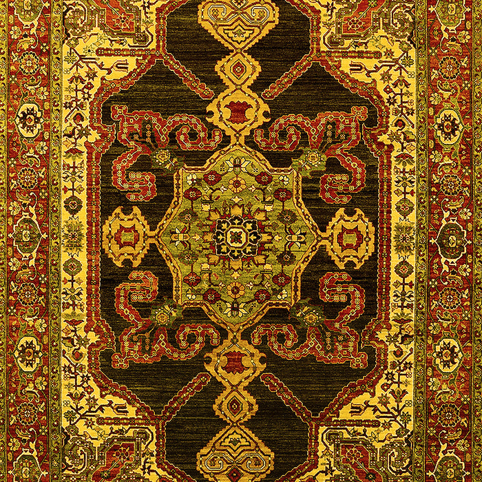 Machine Washable Oriental Yellow Industrial Rug, wshurb2362yw