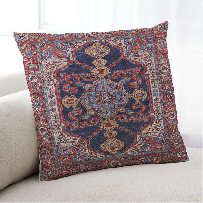 Lifestyle Image of Mid-Century Modern Urban Square Deep Red Throw Pillow, 18 inch by 18 inch, pwurb2362