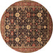 Round Oriental Brown Industrial Rug, urb2363brn