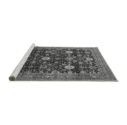 Sideview of Machine Washable Oriental Gray Industrial Rug, wshurb2363gry