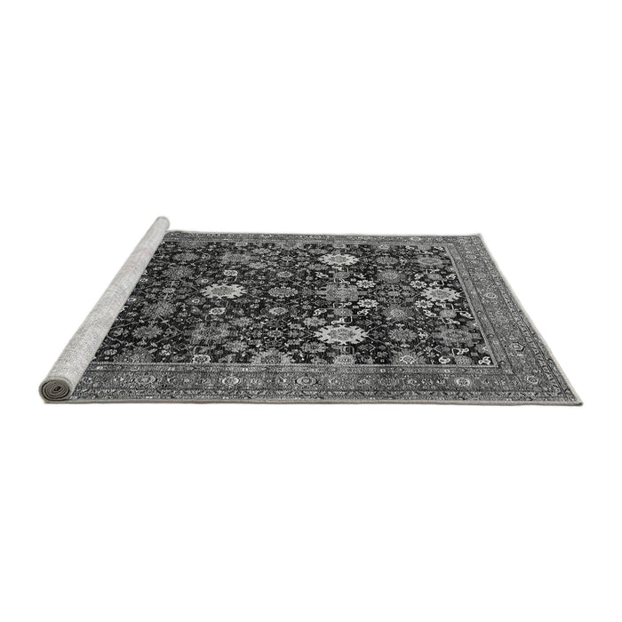 Sideview of Machine Washable Oriental Gray Industrial Rug, wshurb2363gry