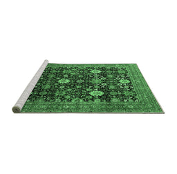 Sideview of Machine Washable Oriental Emerald Green Industrial Area Rugs, wshurb2363emgrn