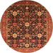 Round Oriental Orange Industrial Rug, urb2363org