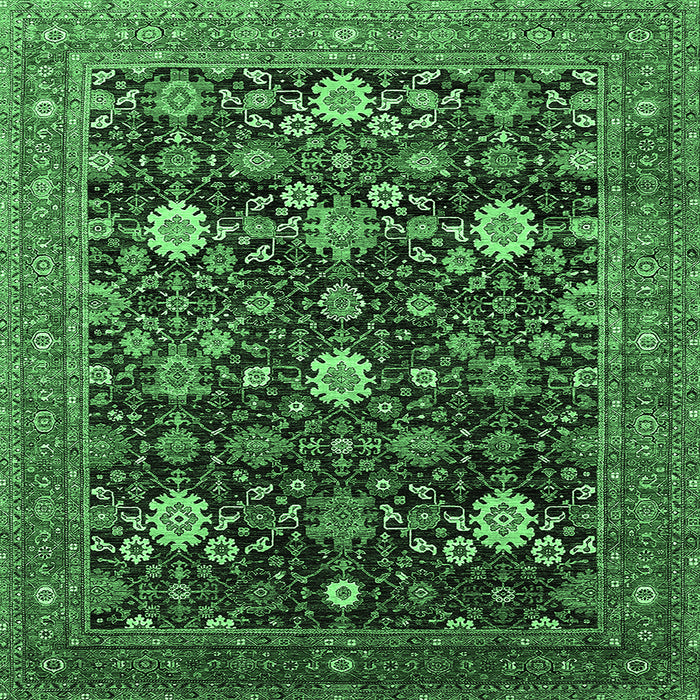 Square Oriental Emerald Green Industrial Rug, urb2363emgrn