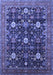 Machine Washable Oriental Blue Industrial Rug, wshurb2363blu