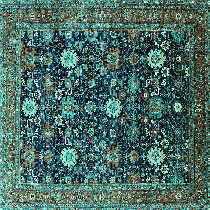 Square Oriental Turquoise Industrial Rug, urb2363turq