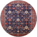 Round Mid-Century Modern Plum Purple Oriental Rug, urb2363