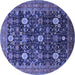 Round Machine Washable Oriental Blue Industrial Rug, wshurb2363blu