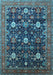 Machine Washable Oriental Light Blue Industrial Rug, wshurb2363lblu