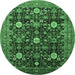 Round Oriental Emerald Green Industrial Rug, urb2363emgrn