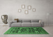 Machine Washable Oriental Emerald Green Industrial Area Rugs in a Living Room,, wshurb2363emgrn