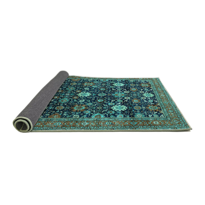 Sideview of Oriental Turquoise Industrial Rug, urb2363turq