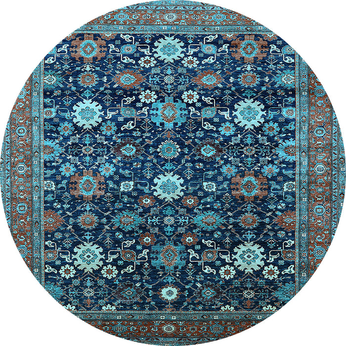 Round Oriental Light Blue Industrial Rug, urb2363lblu