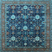 Square Machine Washable Oriental Light Blue Industrial Rug, wshurb2363lblu