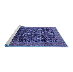 Sideview of Machine Washable Oriental Blue Industrial Rug, wshurb2363blu
