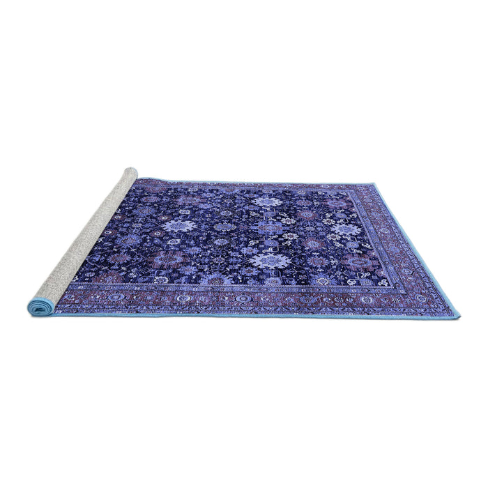 Sideview of Machine Washable Oriental Blue Industrial Rug, wshurb2363blu