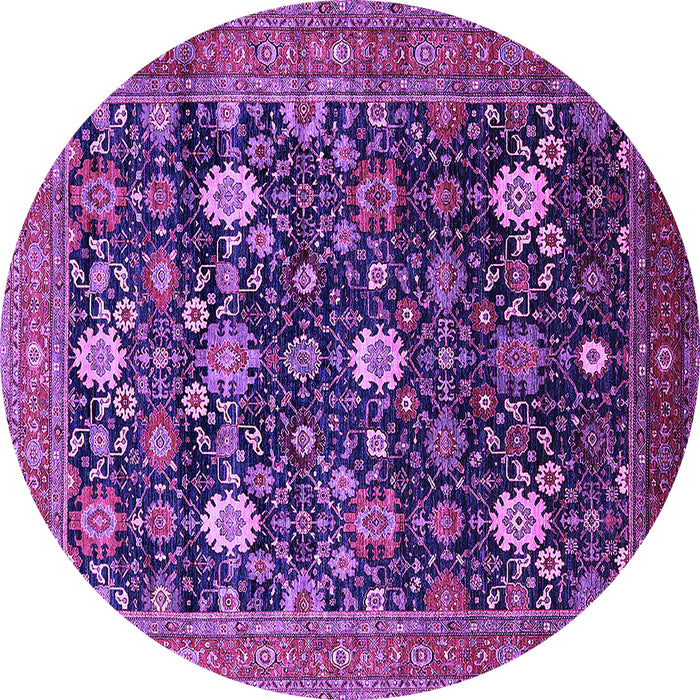 Round Machine Washable Oriental Purple Industrial Area Rugs, wshurb2363pur