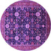 Round Machine Washable Oriental Purple Industrial Area Rugs, wshurb2363pur