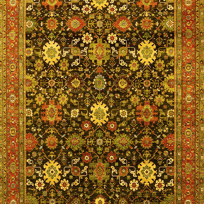 Machine Washable Oriental Yellow Industrial Rug, wshurb2363yw