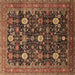 Square Machine Washable Oriental Brown Industrial Rug, wshurb2363brn