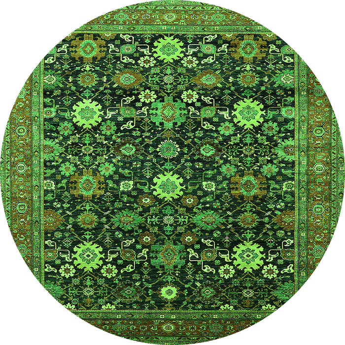Round Oriental Green Industrial Rug, urb2363grn