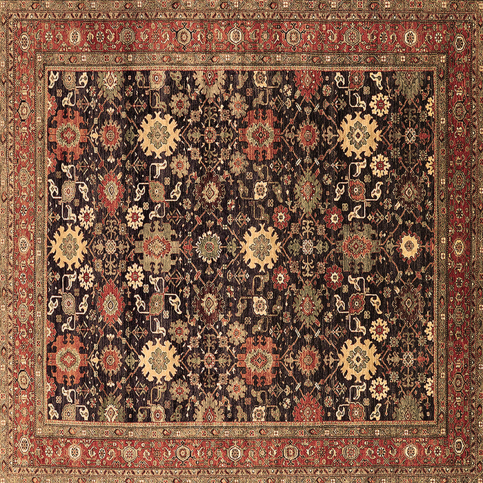 Square Oriental Brown Industrial Rug, urb2363brn