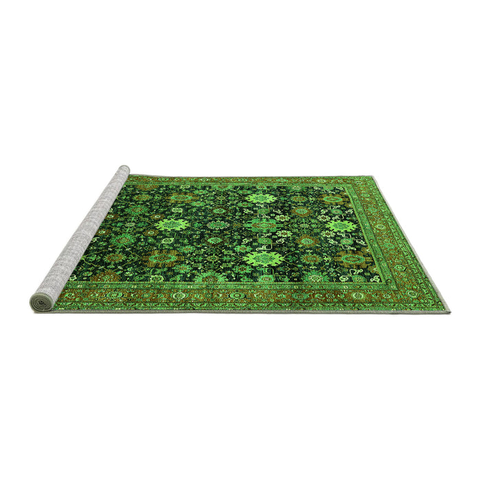 Sideview of Machine Washable Oriental Green Industrial Area Rugs, wshurb2363grn