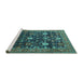 Sideview of Machine Washable Oriental Turquoise Industrial Area Rugs, wshurb2363turq