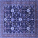 Square Machine Washable Oriental Blue Industrial Rug, wshurb2363blu