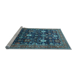Sideview of Machine Washable Oriental Light Blue Industrial Rug, wshurb2363lblu