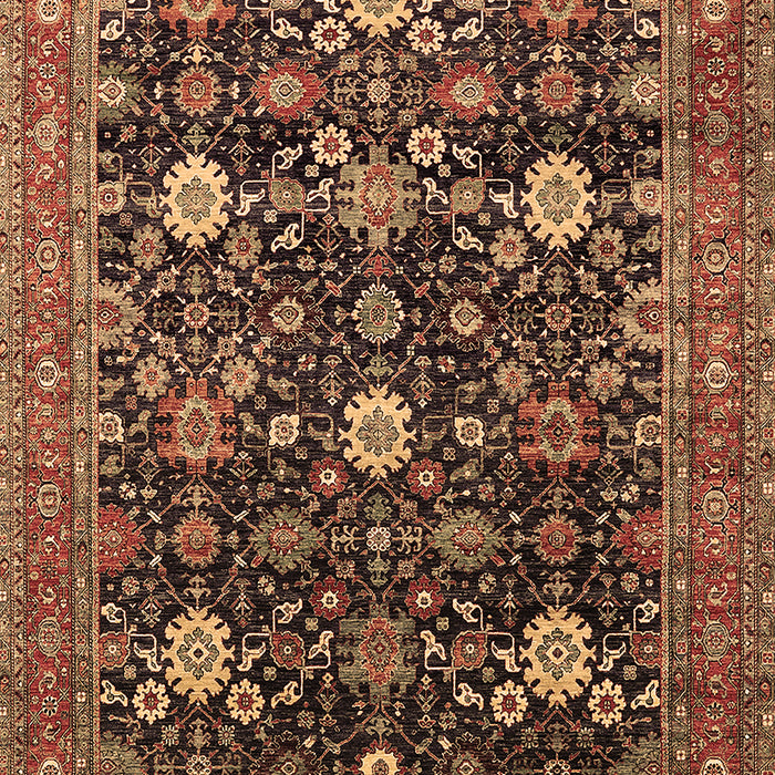 Machine Washable Oriental Brown Industrial Rug, wshurb2363brn