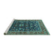 Sideview of Machine Washable Oriental Turquoise Industrial Area Rugs, wshurb2364turq